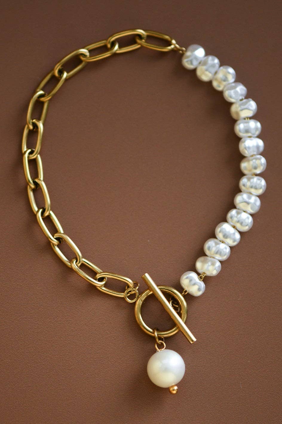 Pearl & Gold Chain Bracelet | 18K Gold Plated