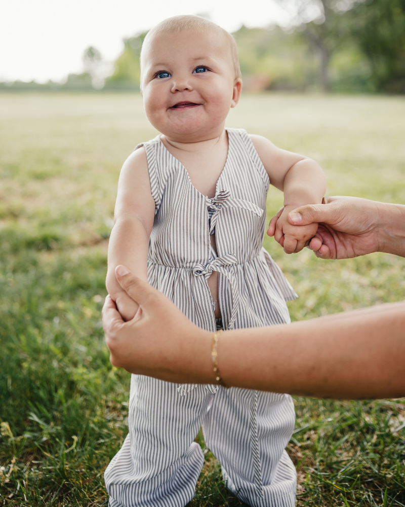 Elowen Tie Front Two-Piece Set | Oat Milk Pinstripe