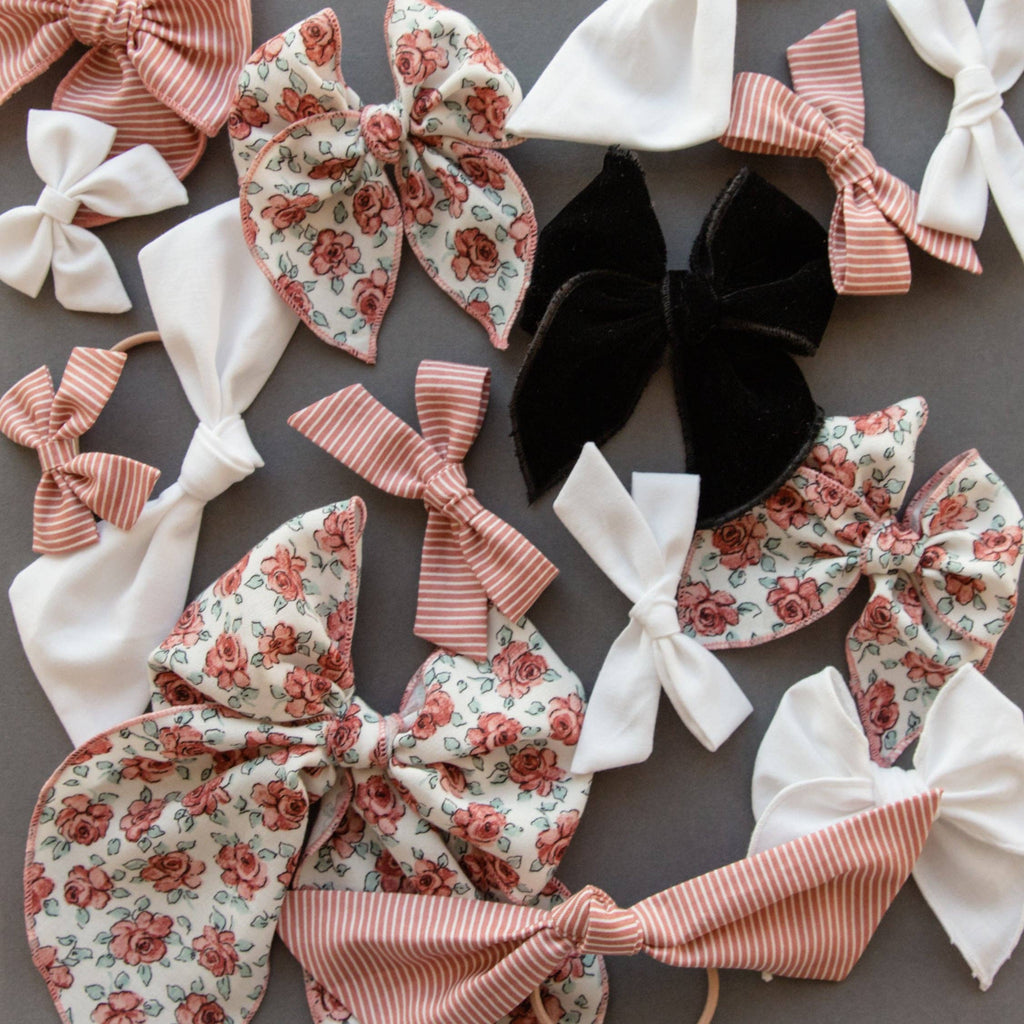 True White | Hand-tied Bow: Nylon Headband