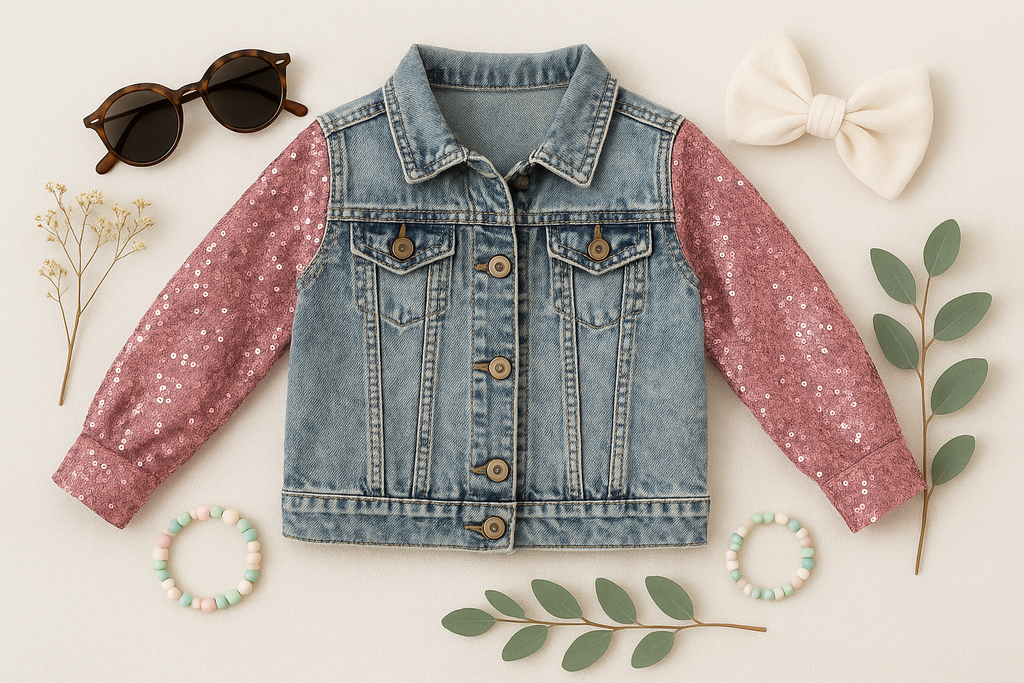 Denim Jacket | Pink Sequin