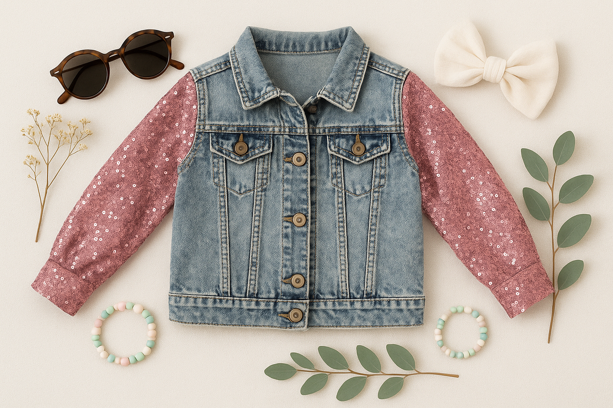 Denim Jacket | Pink Sequin