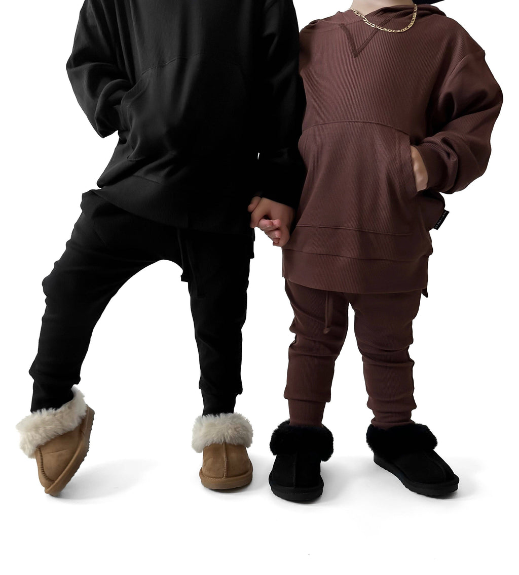 BAMBOO RIBBED HOODIE | BLACK