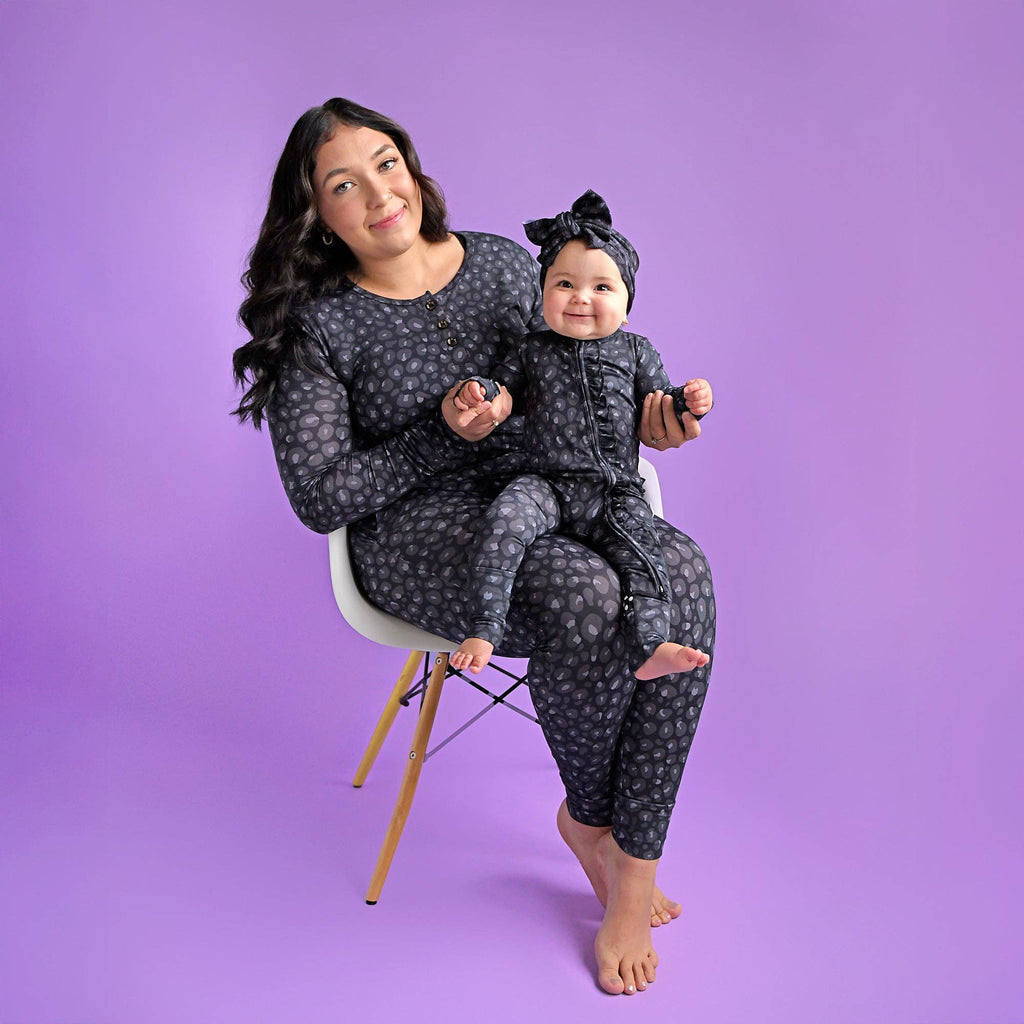 Ash Black Leopard Ruffle Zip Sleeper