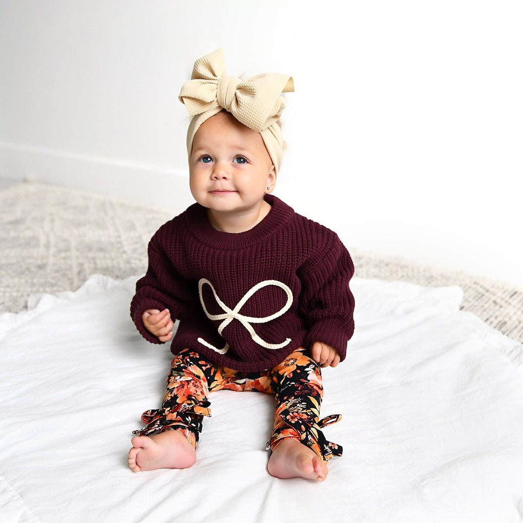Bow Knitted Sweater | Maroon