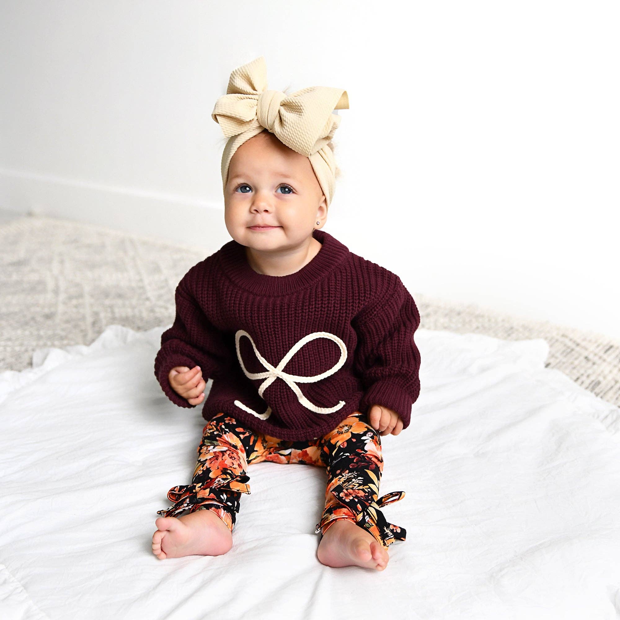 Bow Knitted Sweater | Maroon