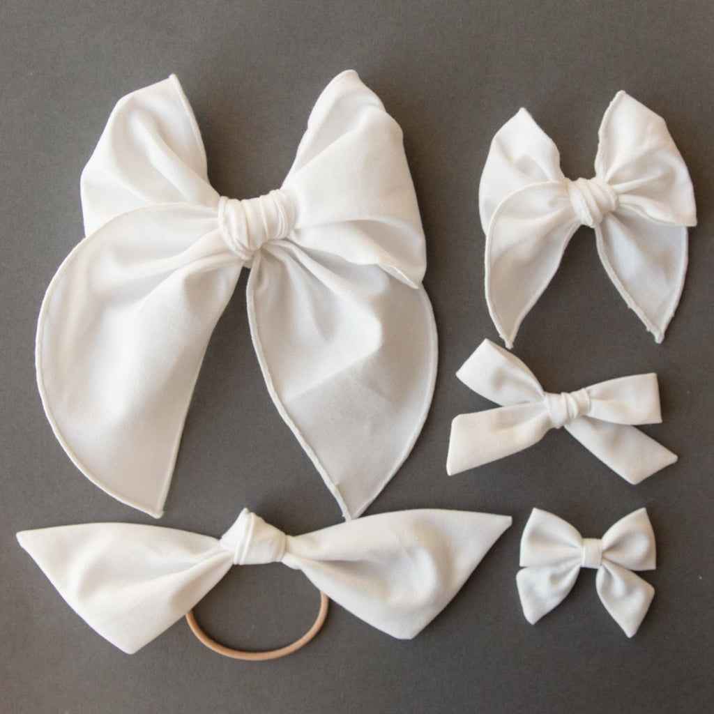 True White | Hand-tied Bow: Nylon Headband