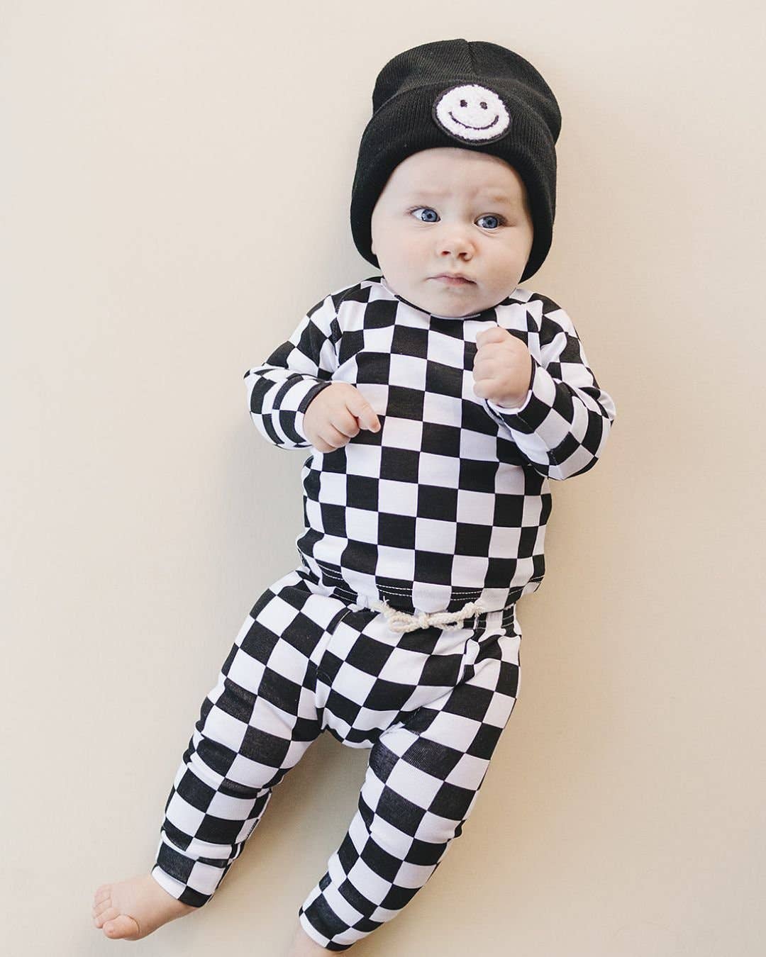 Smiley Baby & Kids Beanie | Black: Baby