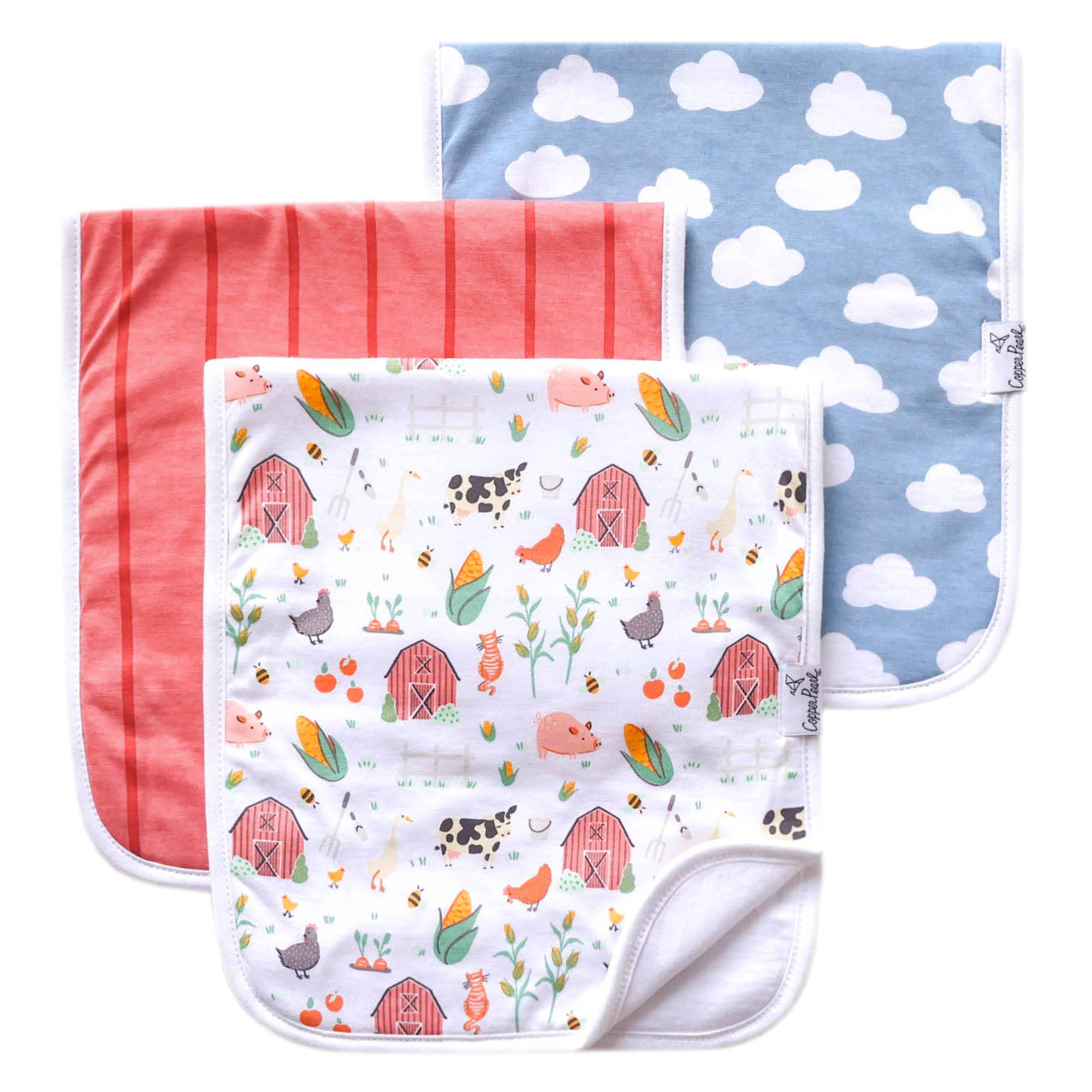 Copper Pearl Farmstead Burp Cloth Set (3-Pack)
