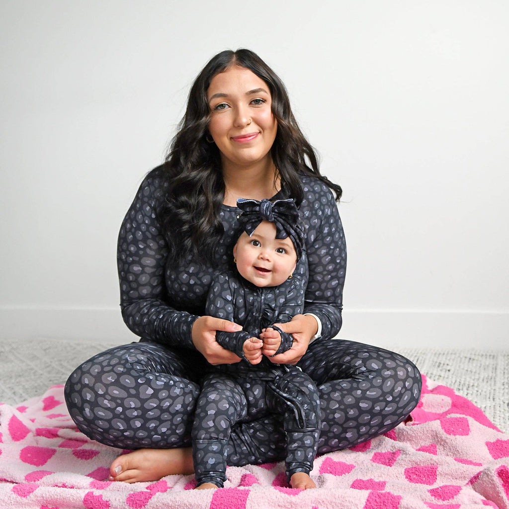 Ash Black Leopard Ruffle Zip Sleeper