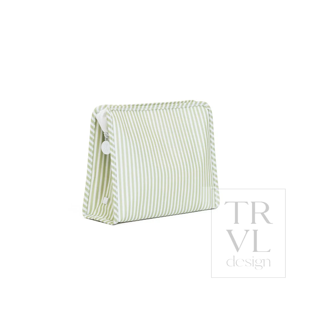 Large Zip Pouch | Sage Stripe