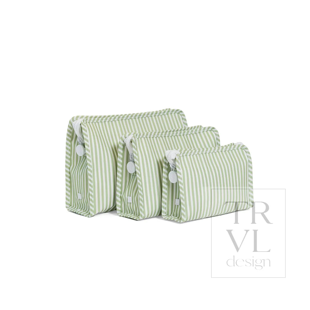 Large Zip Pouch | Sage Stripe