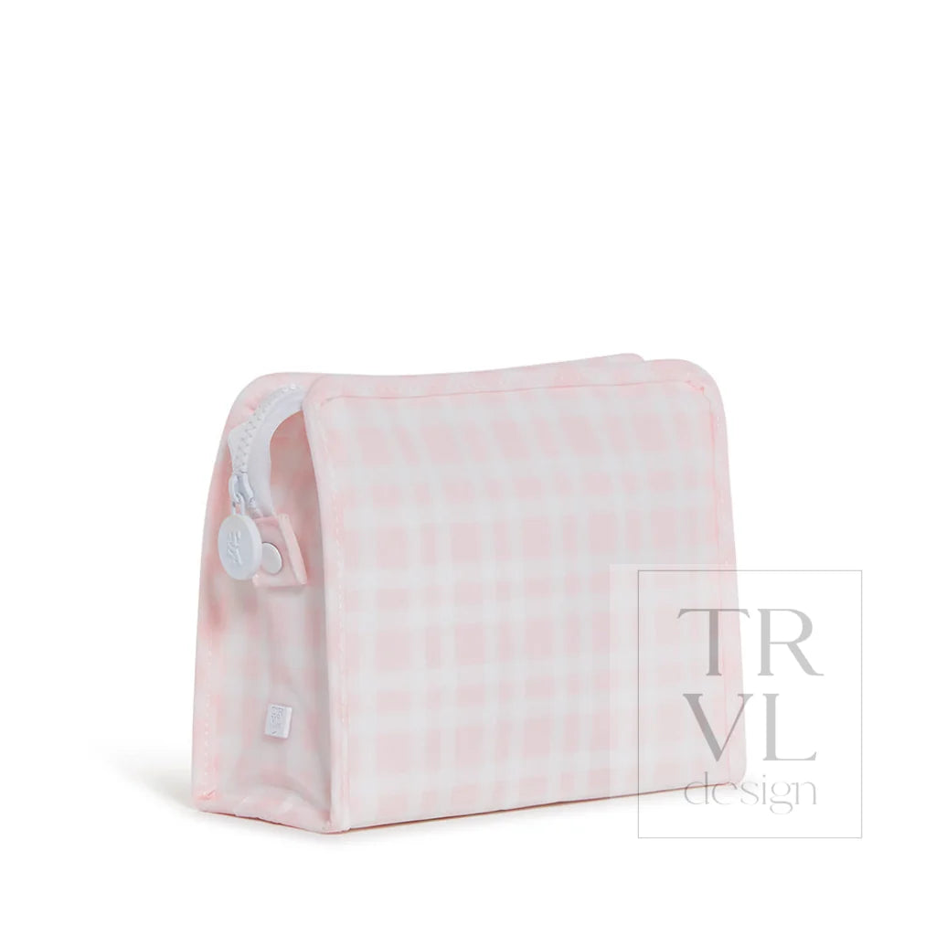 Medium Zip Pouch | Pink Plaid