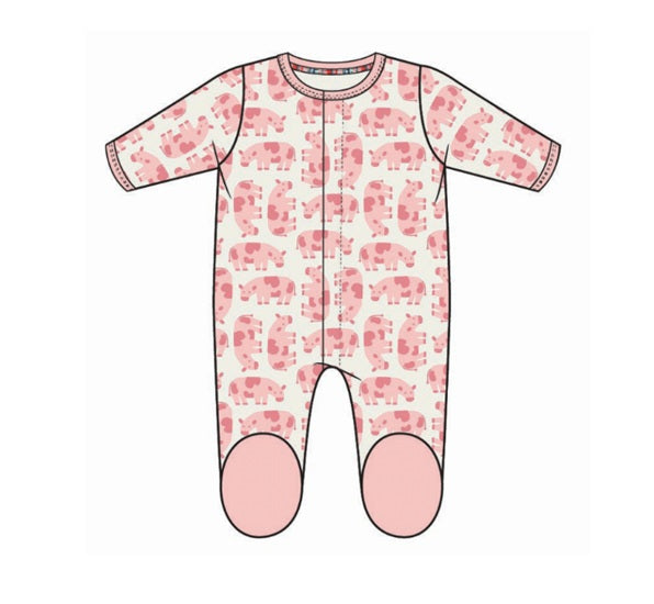 Magnetic Me | Organic Cotton Footie Pink Cow